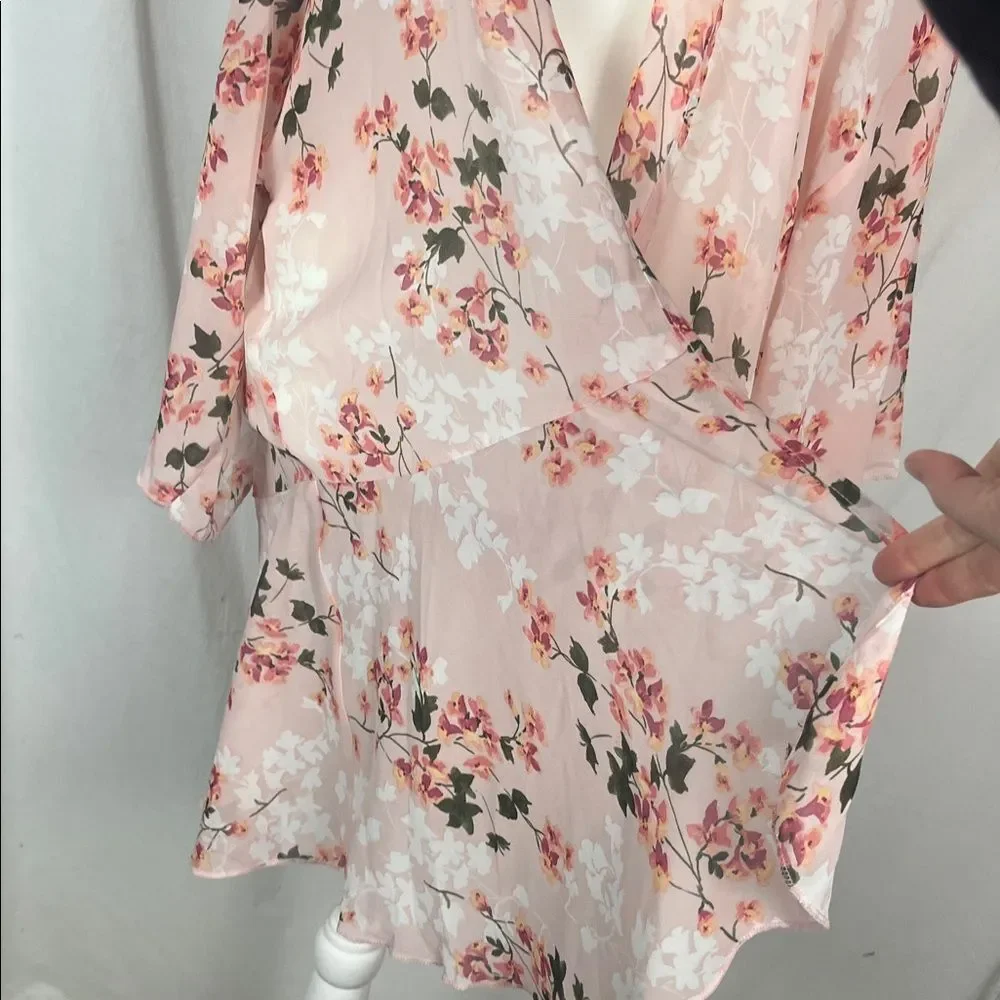 PerSeption Concept Pink Floral Frilly Longline Shawl Cardigan